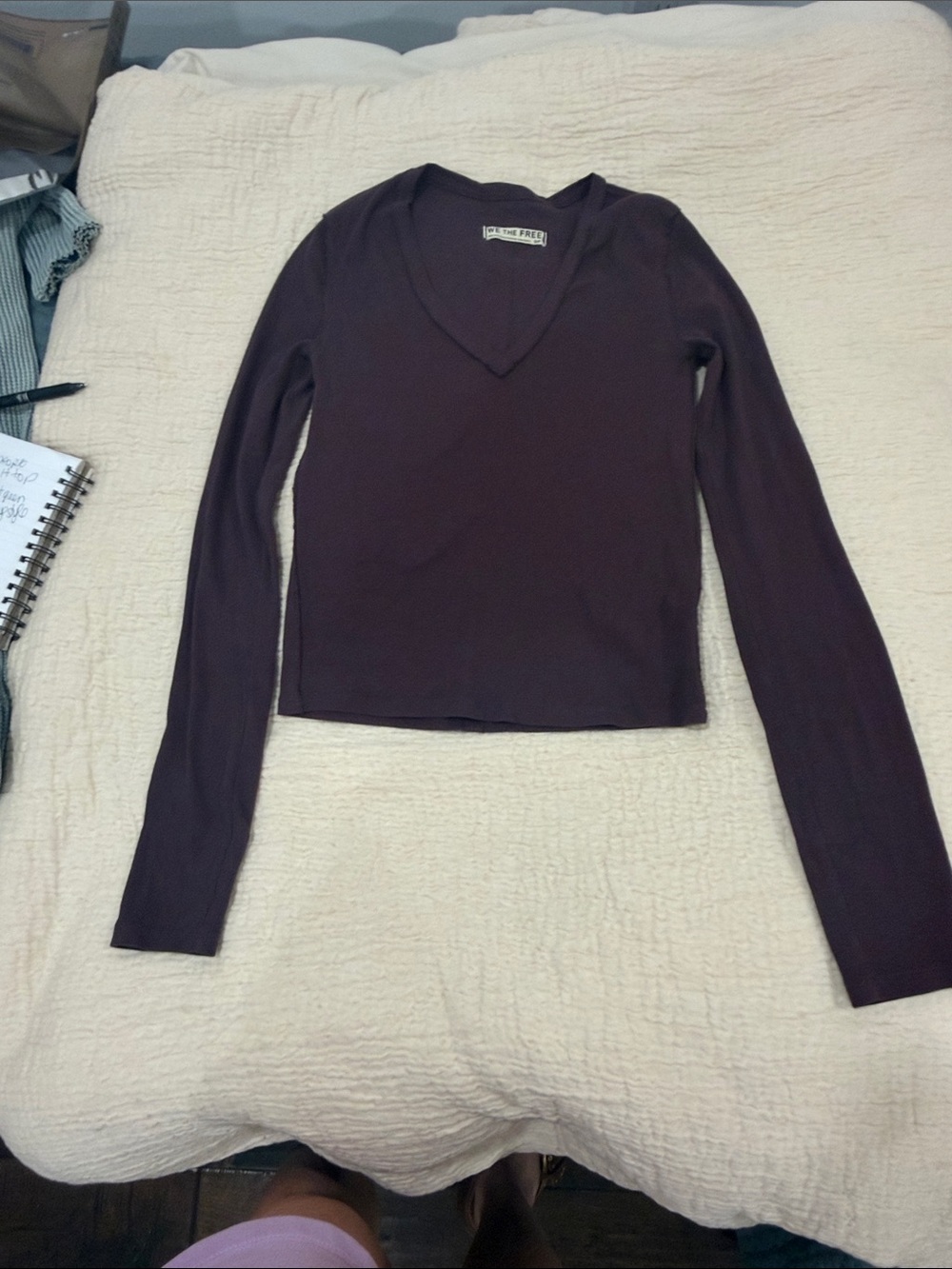 We The Free V‑Neck Long Sleeve Top in Dark Plum